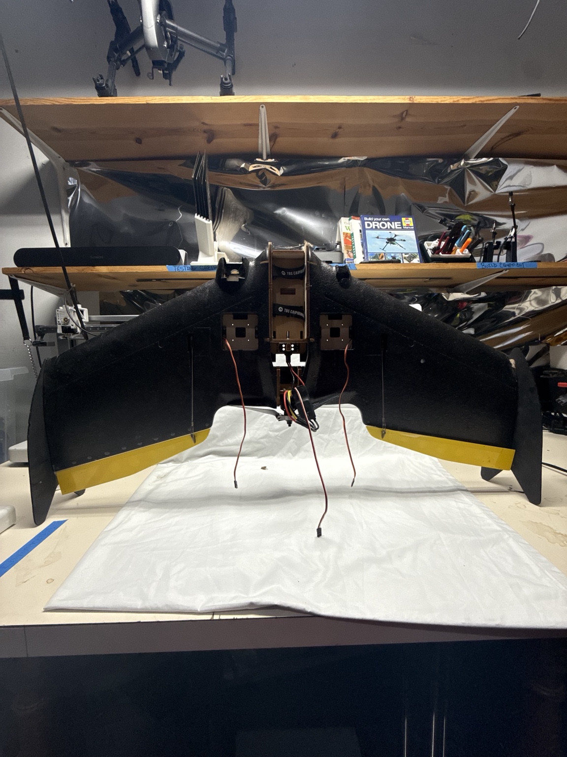 TBS Caipirinha II FPV Flying Wing Built Airframe Motor ESC Servos Used