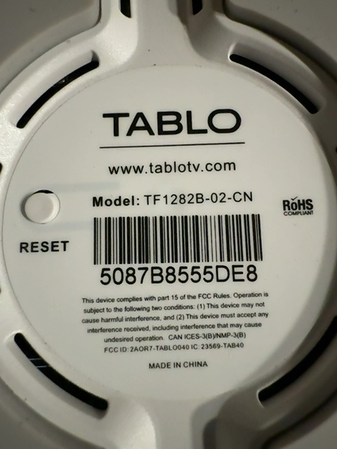 Tablo OTA DVR Model TF1282B-02-CN with Power Adapter — actual PRF item photo 2 of 4