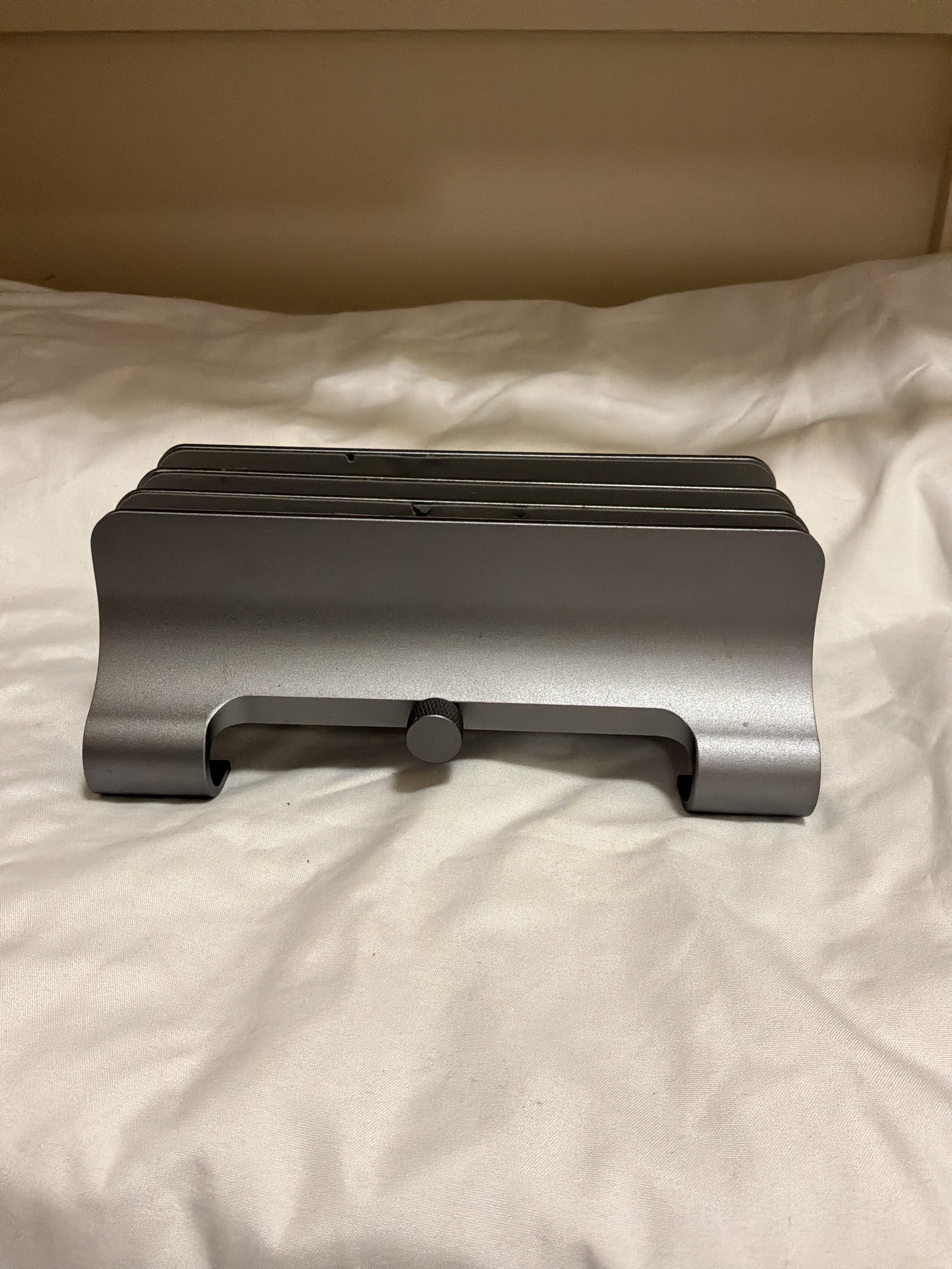 Adjustable 3-Slot Vertical Laptop Stand - Gray Aluminum — actual PRF item photo 2 of 2