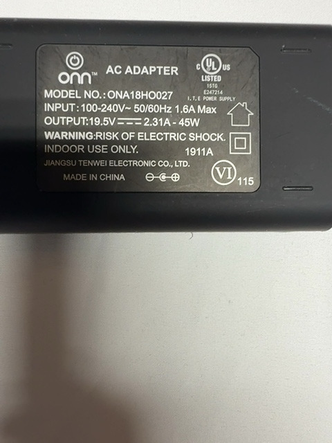 onn. ONA18H0027 45W AC Adapter — actual PRF item photo 3 of 3