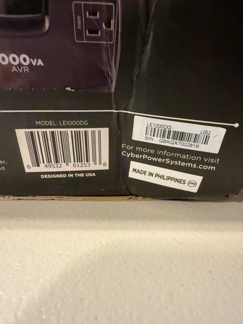 CyberPower LE1000DG Open Box — actual PRF item photo 4 of 4
