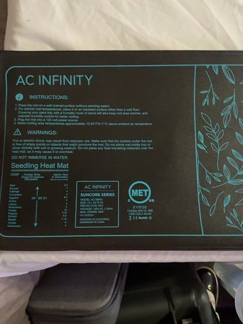 AC Infinity SUNCORE H3 Seedling Heat Mat AC-SMH3 10 x 20.75 in - Mat Only — actual PRF item photo 2 of 2