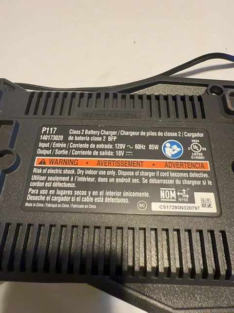 RYOBI P117 18V Charger — actual PRF item photo 4 of 5