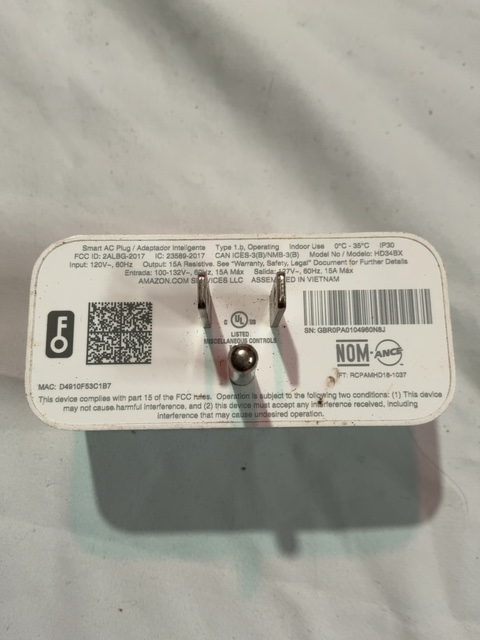 Amazon Smart Plug HD34BX Alexa Wi-Fi Smart Outlet - Used Tested — actual PRF item photo 1 of 1